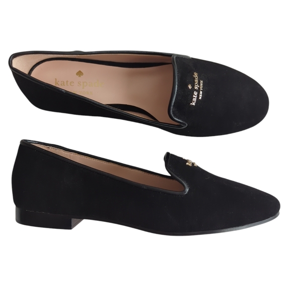 Kate Spade NY Claudia Leather Suede Velvet Slip On Flats 6B Black - Picture 2 of 16